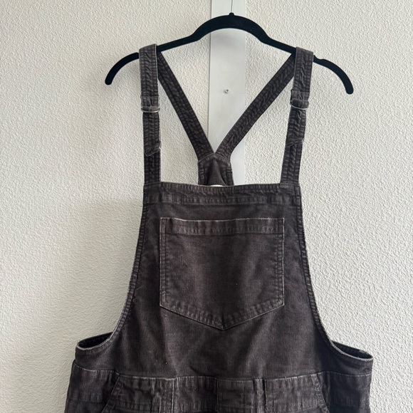 Aerie Werk & Play Corduroy Overalls Raw Hem Grey Cotton Minimalist Fall Winter - Picture 5 of 12